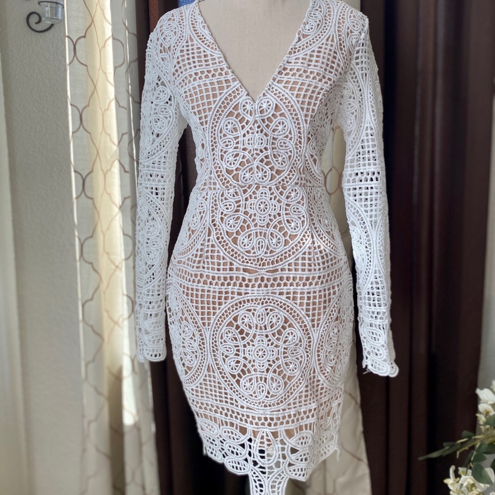 Do + Be White Crochet Dress- Size M